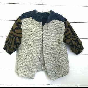 Anthropologie Chunky Hand Knit Patchwork Cardigan